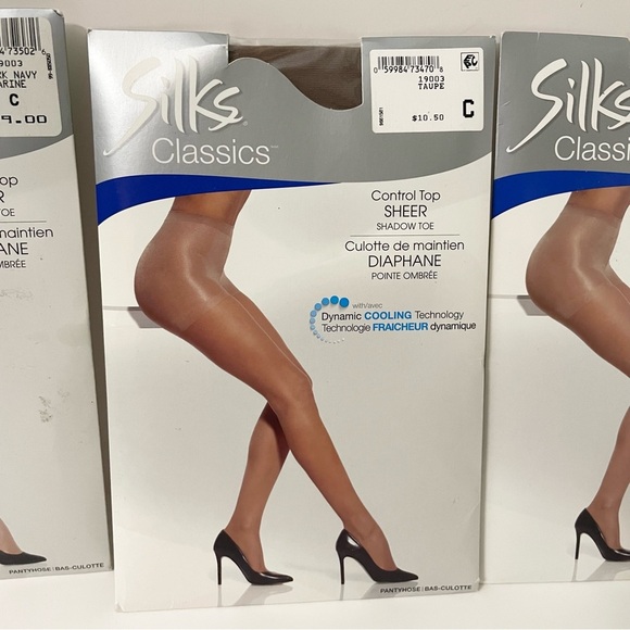 Silk Classic Control Top Sheer Pantyhose Shadow Toe Lot of 3 - Picture 3 of 12